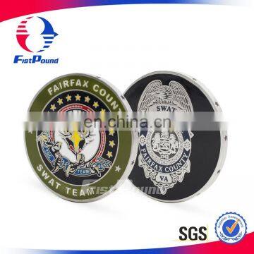 Custom SWAT Team Challenge Coin with star engrave on side