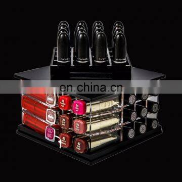 Black Custom counter top lipstick display stand / rotating acrylic lipstick holder