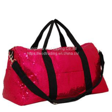 fashion sequin fabric travel bag with long shoulder