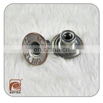 Bulk zinc alloy snap button,jeans button and rivets high quality