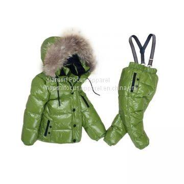 China Factory Direct Sell Kids' Winter Jackets Winter Pants Ski Suits with Hood for Children