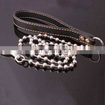 Factory Direct 10mm Large Pet Dog Leash Leather Stainless Steel Chain Leash photo-3