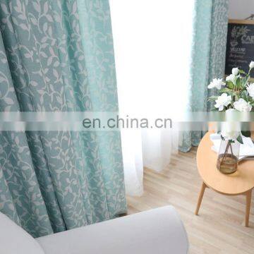 Natural style upholstery curtains leaves jacquard hot sale with curtain eyelet