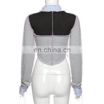 2020 Wholesale Fashion Shirts Sexy Knit Women Long Sleeve Turtleneck Crop Top photo-6