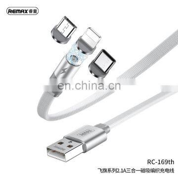 Remax Flag Series RC-169th 1M 360 Degree Charger Usb Type-C Braided 3 In 1 Magnetic Charging Cable for Iphone photo-4