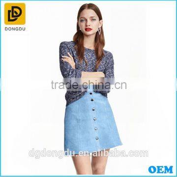 Light blue Suede velvet mini skirts for young girls