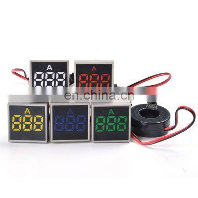 22MM Digital Ammeter 0-100A AC380V Square Panel Current Meter Indicator LED Signal Lamp Pilot Light Ammeter