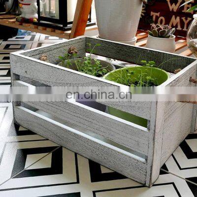 Decorative Storage Wooden Crates (Set of 3, Rope Handles) | Perfect for Gardening Wedding Wooden Storage Box Wooden Crate photo-4
