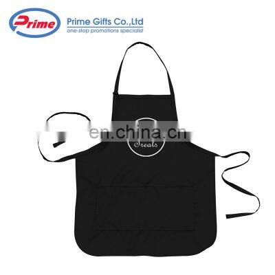 Hot Sale Black Cotton Apron With Custom Logo Printed photo-2