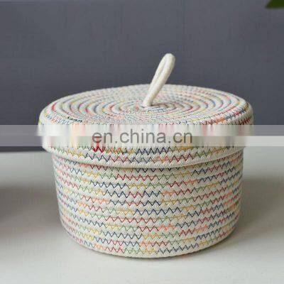 Top Selling Container Wholesale Kids Hand Woven Box Shelves Storage Baskets Lids photo-3