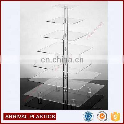 Retail Store 7 Levels Wedding Cake Stand Holder Clear Square Acrylic Cupcake Bakery Display photo-2