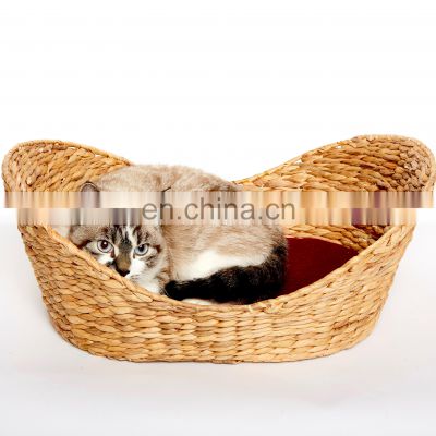 Water Hyacinth Natural Pet House Basket For Dogs And Cats With Sleeping Bed Mattress