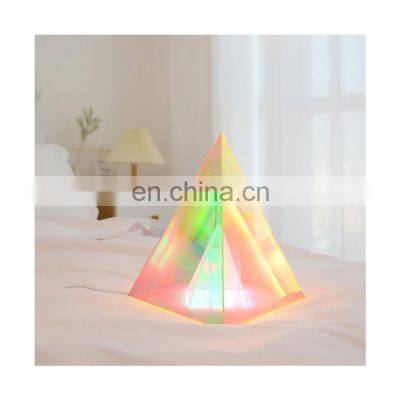 Rgb Change Color Acrylic Triangle Desk Night Lamp Decorative 3d Pyramid Led Night Light