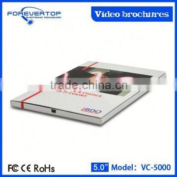 New arrived 5 inch video brochure greeting card