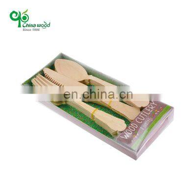 Eco-friendly New Design Europe Customized Disposable Wooden Cutlery Set Knife Fork and Spoon with Box