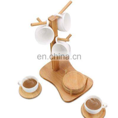 Hot Selling New Design Premium Bamboo Storage Holder With Round Drink Coasters Set Home Storage & Organization