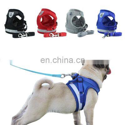 Dog Harness with Leash Summer Pet Adjustable Reflective Vest Walking Lead for Puppy Polyester Mesh Harness