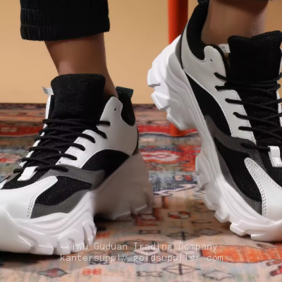 Men's Casual Sneakers Street Style Easy Wearing Knob Height Increasing Running Walking Shoes Hard-Wearing photo-5