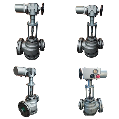 Intelligent Output Signal : 4 ~ 20mA  Electric Motorized Three-way Control Valve