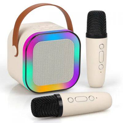 Speaker Mini Portable Speaker Wireless Microphone And Colorful Lights for Kids Adults Metal Active RGB