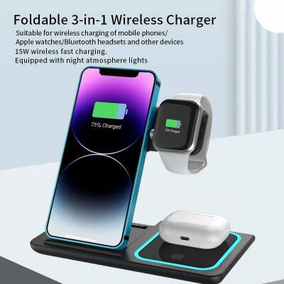 Portable 3 in 1 Foldable Wireless Charging Smartphone Wireless Phone Charger For Smartwatch and Samsung Galaxy photo-5
