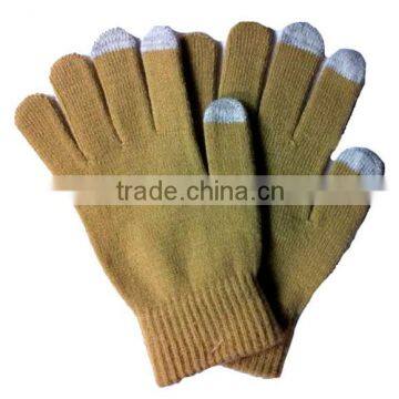 100% acrylic wholesale Daily Life Usage screen touch hand knitting gloves