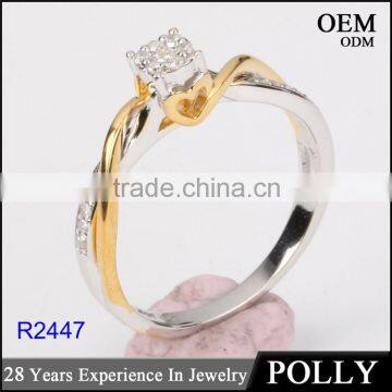 Latest plated gold rings design for woman fashion wedding ring with cubic zirconia or diamond ring