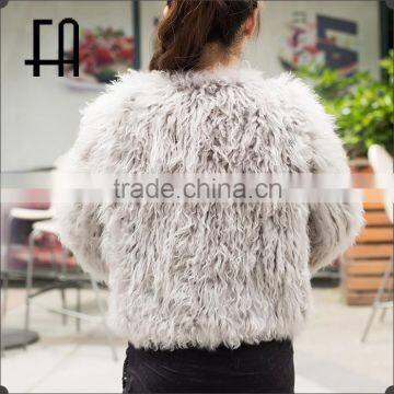 Factory Price Wholesale Fashion Lady's Lamb Knit Fur Jacket /lamb Fur Jacket photo-2