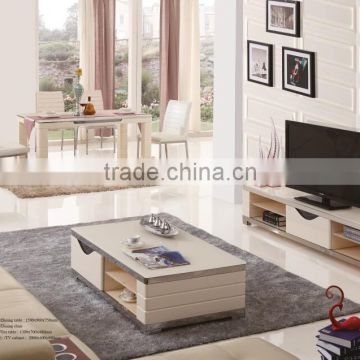 2015 Home design modern tempered glass living room furniture set