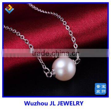 Simple long chain round natural pearl pearl s925 sterling silver necklace