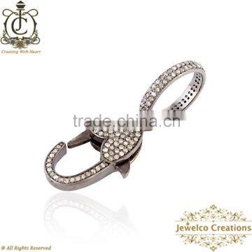 Pave Diamond Clasp, Diamond Silver Clasp, Handmade Jewelry Clasp, Necklace Clasp, 925 Silver Clasp & Lock Finding Manufacturer