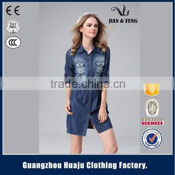 Wholesale Fashion Girl New Model Woman Summer Blue Denim Dress for Ladies photo-3