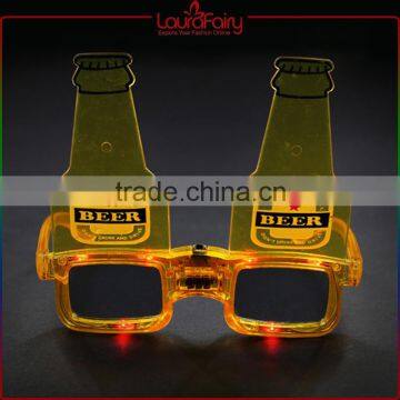 Laura Fairy Custom Logo New Design Yellow Frame Beer Bottle Shaped Party Sunglasses photo-2