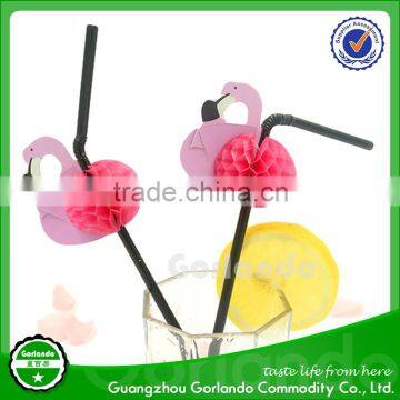 Decorative Plastic Flamingo Colored Swizzle Cocktail Drink Straws photo-2