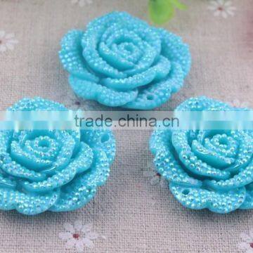 AAAQuality Christmas popular rhinestone resin flower beads!resin large plastic flower beads with hole in bulk!