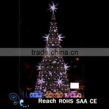 Giant Led motif tree light artificial christmas tree with tree ornaments for outdoor holiday decoration