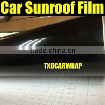 1.52*15M/Roll High glossy black self-adhesive panoramic car sunroof wrap film with air bubbles