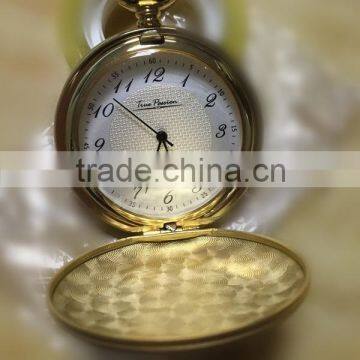 Simple stle dial gold-plated forest deer pocket watch with jeans chain