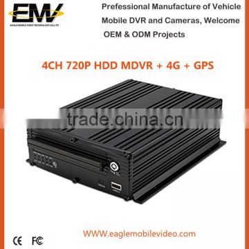 4 Ch 720P AHD HDD Mobile DVR with 4G GPS G-Sensor