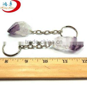 20mm Amethyst tumbled stones key chain