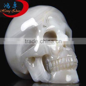 natural agate skull carving furnishing articles head skull hole