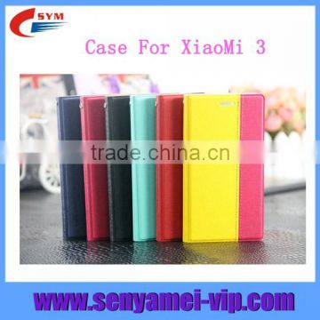 High quanlity special phone case for xiaomi3,flap flip leather cover case for xiaomi3 customized logo accepted