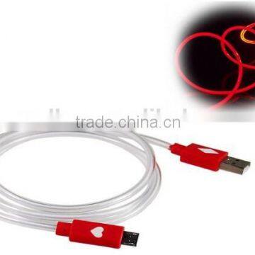 Hot Selling Factory Prices New Design Micro USB data Cable with LED light for iphone 6 , USB Charger Cable