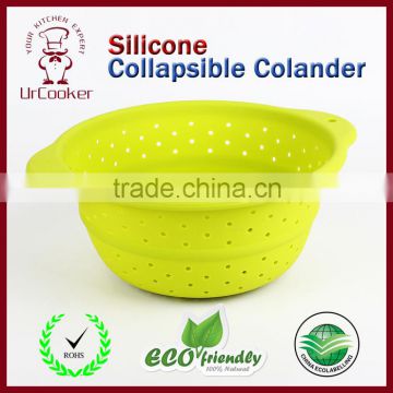 Promotional BPA free food safety silicone Collapsible Colander