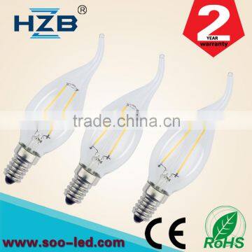 New 2015 E14 LED Lamp Filament Glass Housing Blub 220V 2W 4W Light Brightness 360 Degree Retro Candle Chandelier lampade