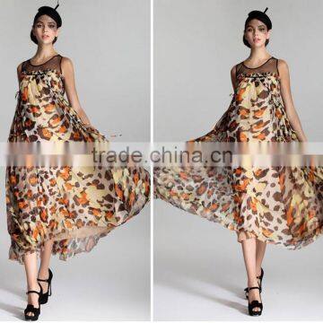 Wholesale High End Leopard Printed Women Maxi Dresses