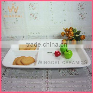 Ceramic rectangular compartment platter