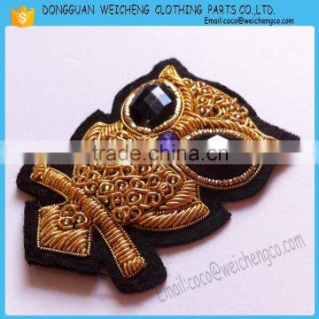 Bullion wire embroidery military hand badges/hand embroidery