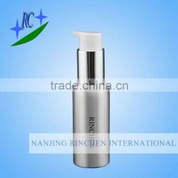 Aluminum silver bottle with pump