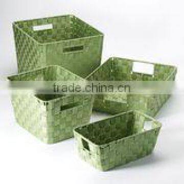 Plastic Woven Straps Baskets, Set of 4